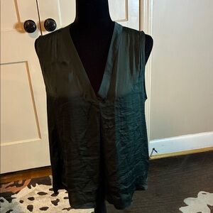 Vince Camuto Forest Green V-Neck Blouse